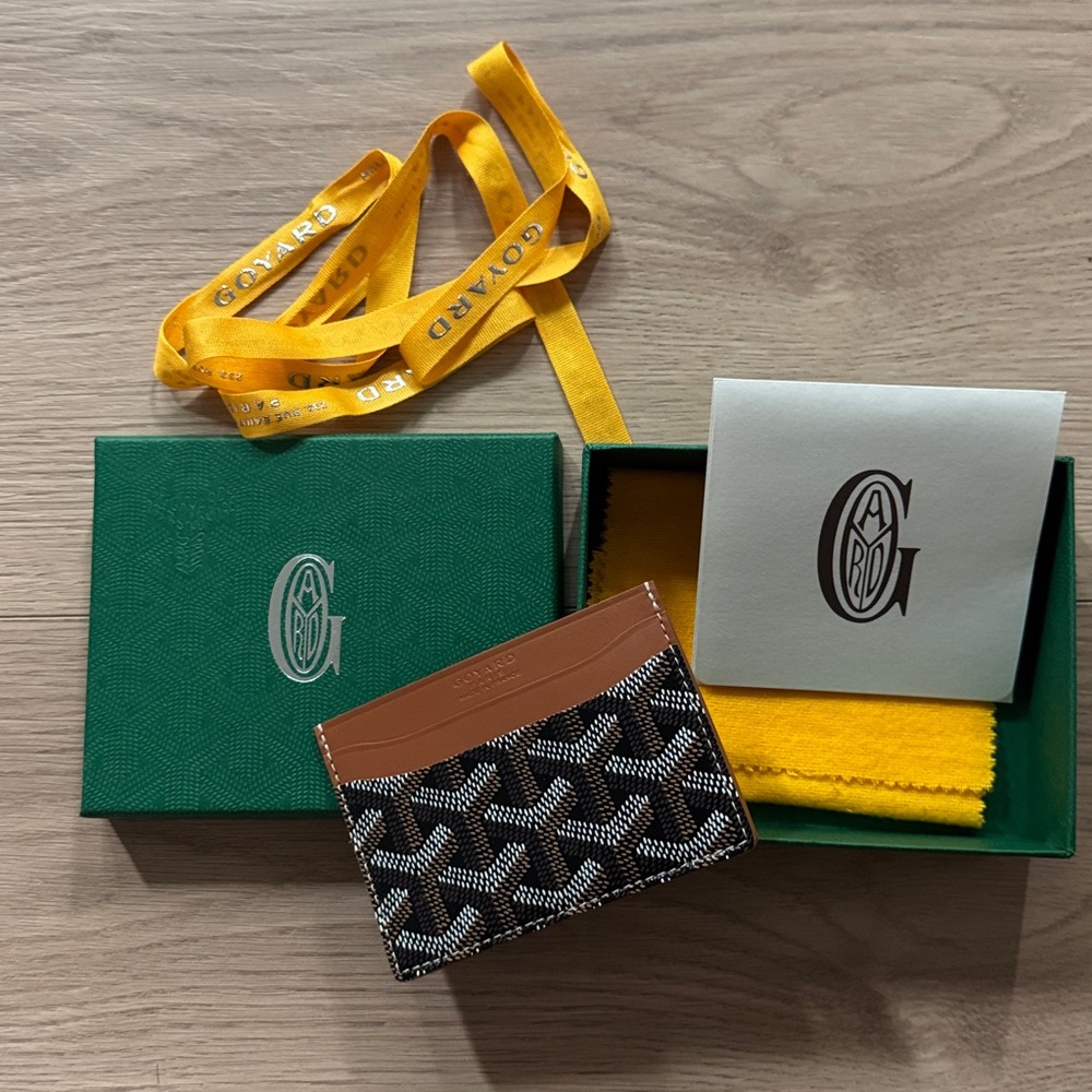 Goyard Tan and Black Leather Card Holder - Picture 2 of 10